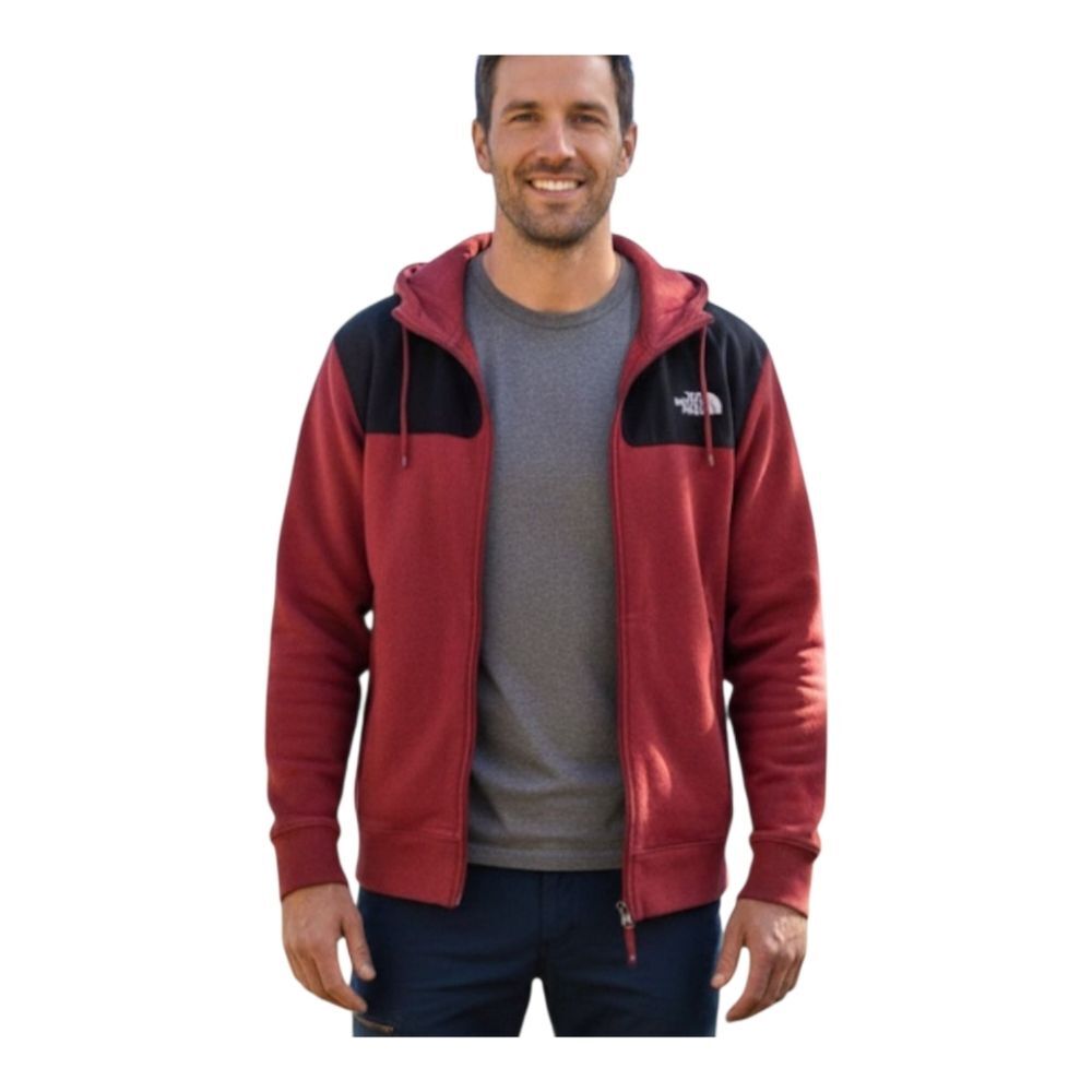 THE NORTH FACE Full Zip Hoodie L Red Maroon Mens Large